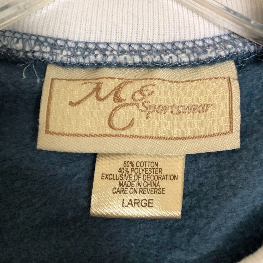 Vtg M&C Sportswear Christmas Sweatshirt L Glitter Snowman Red Cardinal Bird Cozy - Picture 6 of 10